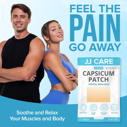 JJ CARE Capsicum Patch (40 PCS), 4.7" x 7.1" Soothing Capsaicin Patch, Capsicum Patches for Neck, Shoulder, Muscle Soreness- 8 Hours Relief